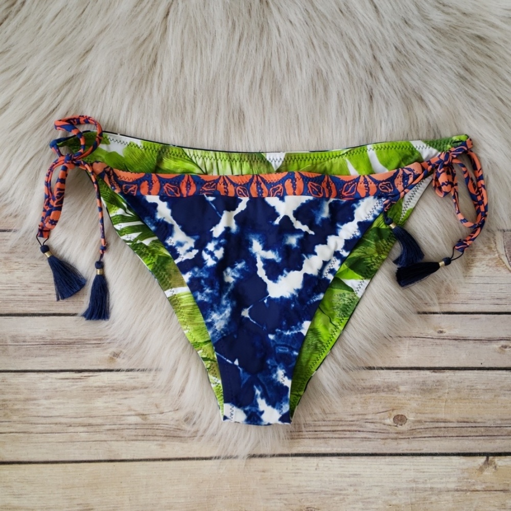 Reversible Tie Dye & Palm Leaf Bikini Bottoms